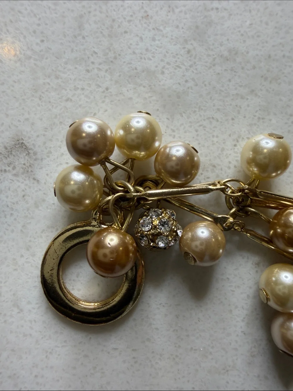 White House Black Market Gold-Tone Pearl Cluster Bracelet